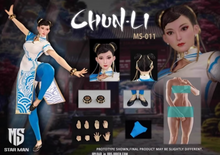 Charger l'image dans la galerie, STAR MAN 1/6 Female Fighter MS-011 Chun-Li Blue Cloud Pattern White Cheongsam Edition