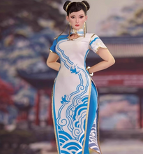 Charger l'image dans la galerie, STAR MAN 1/6 Female Fighter MS-011 Chun-Li Blue Cloud Pattern White Cheongsam Edition