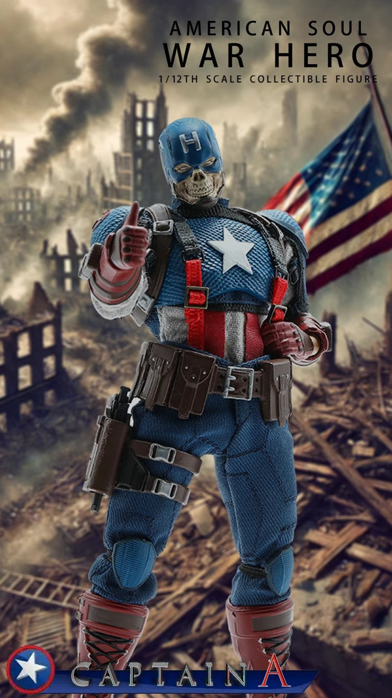 JM TOYS 1/12 Scale JM003 American Soul War Hero Skeleton Captain America Clothed Action Figure