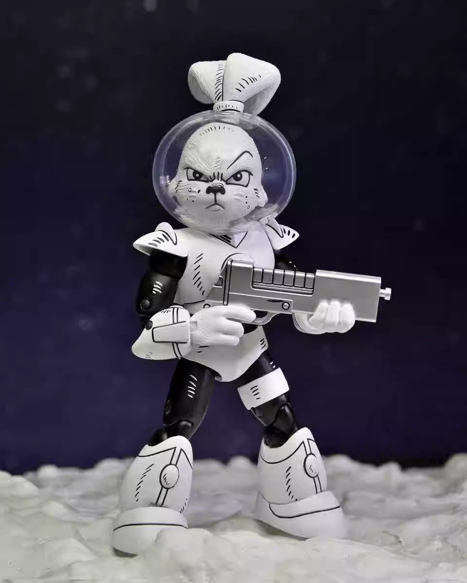 NECA TMNT Les aventures du samouraï lapin Usagi série d'animation (version noir et blanc) avec casque d'astronaute figurine d'action à l'échelle 1/12