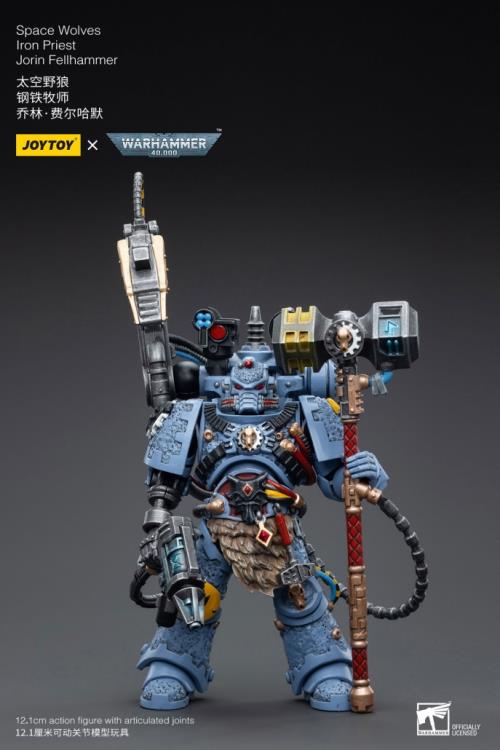 Figurine Warhammer 40K Space Wolves Iron Priest Jorin Fellhammer à l'échelle 1/18 PAR JOYTOY - MARQUE WARHAMMER 