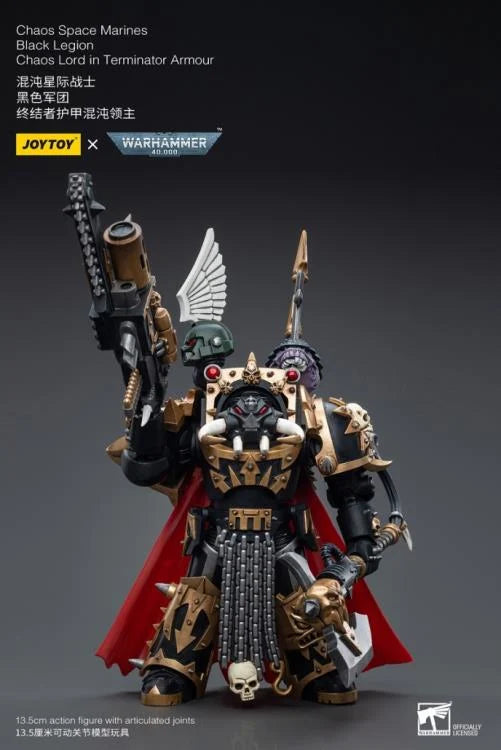 Figurine Warhammer 40K Chaos Space Marines Black Legion Chaos Lord en armure Terminator à l'échelle 1/18 