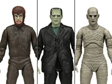 Charger l&#39;image dans la galerie, Ensemble de 3 figurines rétro phosphorescentes Universal Monsters PAR NECA - MARQUES UNIVERSAL MONSTERS, FRANKENSTEIN 
